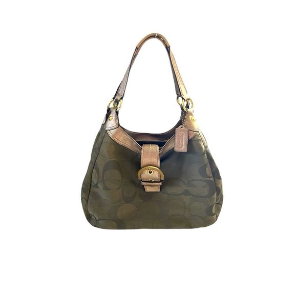 Coach Signature Olive Green Shoulder Bag - Picture 1 of 14